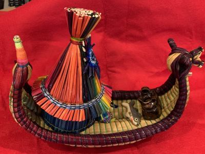 Hand woven boat from the Uros, floating island people of Peru