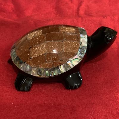 Obsidian Turtles with inlaid semi precious stones only ONE left!