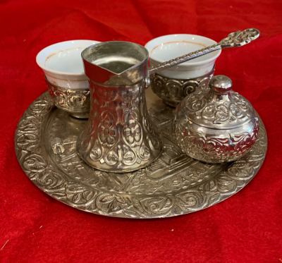 Hand Hammered Silver Bosnian Coffee Set for Two!